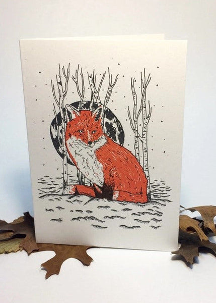 Fox in Snow Letterpress Greeting Card