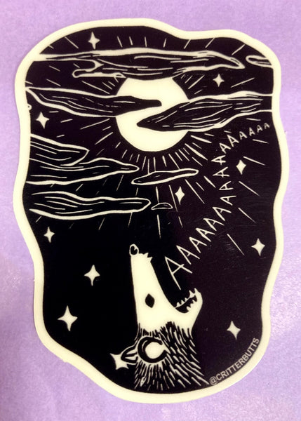 Glow in the Dark Screaming Possum Sticker