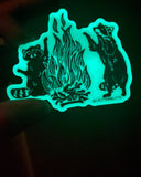 Glow in the Dark Raccoon Bonfire Sticker